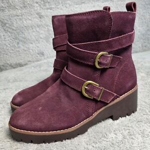 NEW Blondo Dazie Ankle Bootie‎ Moto Waterproof Wine Purple Suede Womens Size 9
